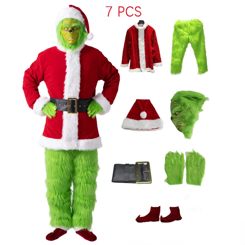 Natale verde pelliccia mostro babbo natale Costume Cosplay Santa - Main Image