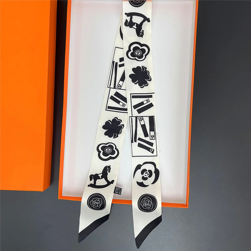 

Роскошный дизайнерский женский шейный платок 2023, тонкая сумка, шарфы, модный шейный платок камелии, аксессуары для волос