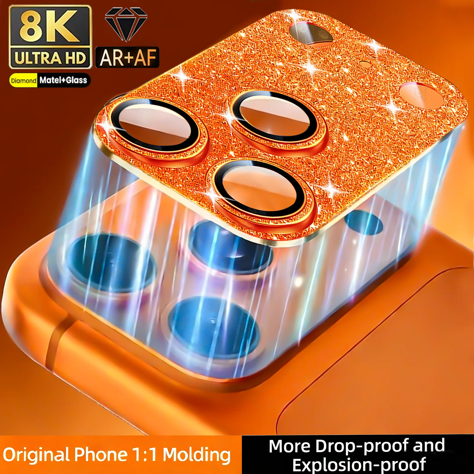 Glamorous Glitter Diamond Metal Camera Lens Protection Glass
