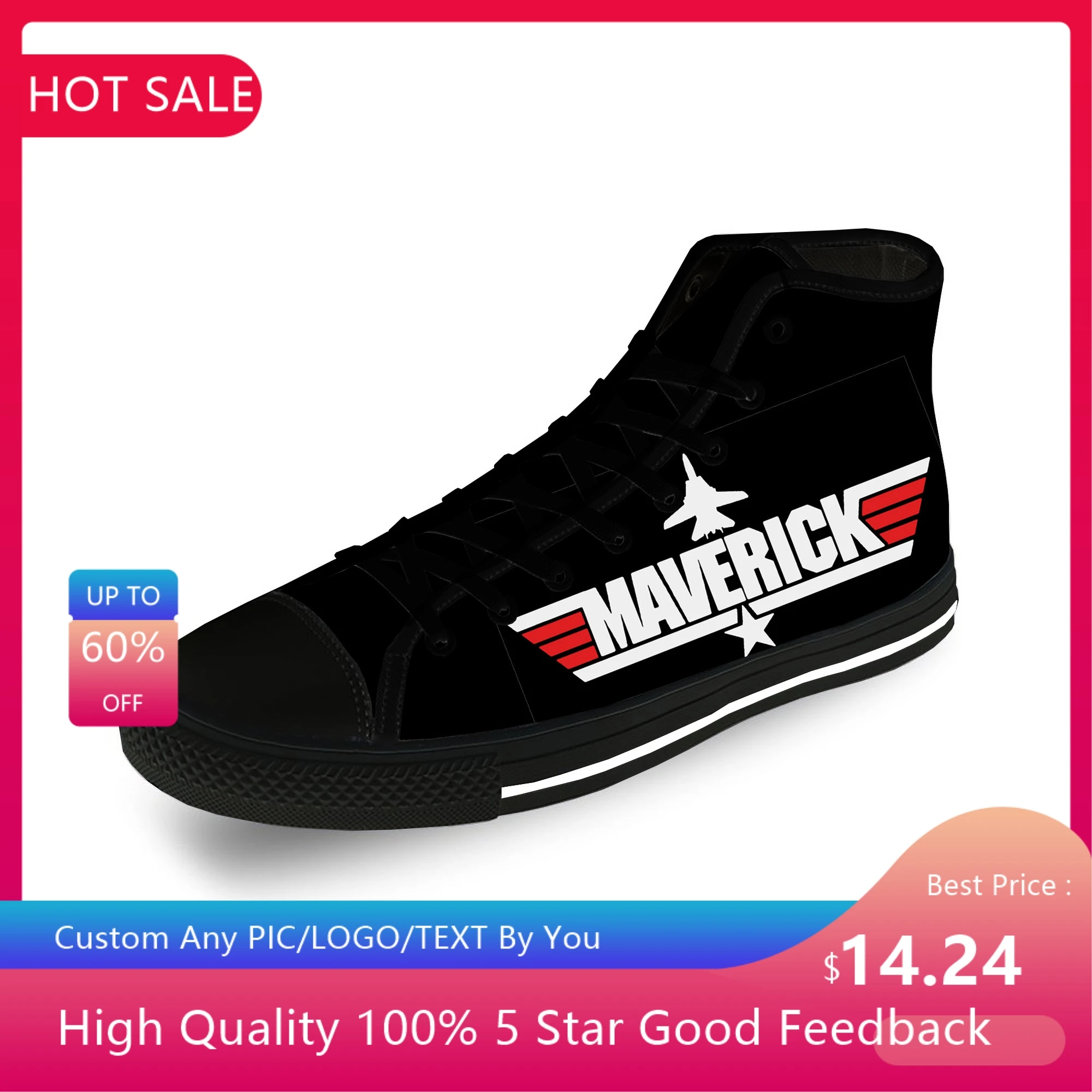 

Высокие кроссовки Top Gun Maverick для мужчин и женщин, повседневная обувь для подростков, холщовые беговые кроссовки с 3D принтом, дышащая легкая обувь