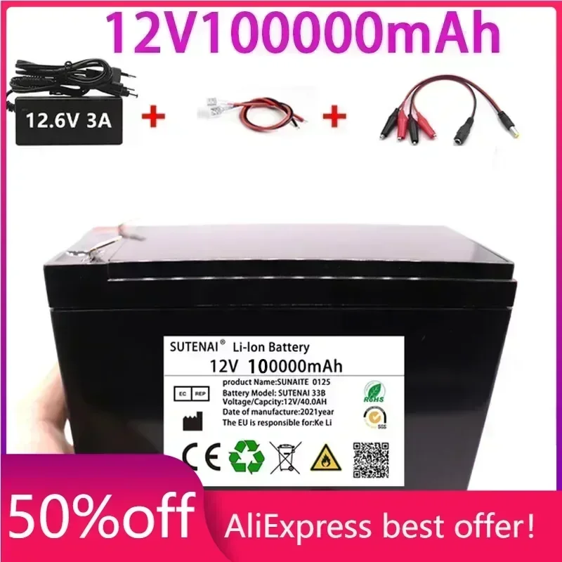 

New Li Ion 18650 Electric Vehicle Lithium Ion Battery Pack 3S 12V 50Ah 100Ah Built-in BMS 30A High Current Suitable For Sprayer