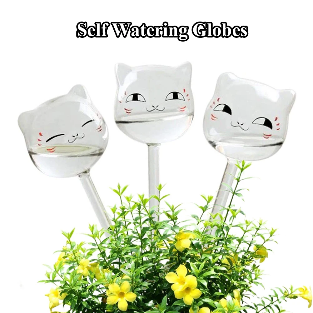 

Automatic Plant Waterer 3pcs Cat Shaped Self Watering Globes Devices Clear Glass Plant Water Bulbs Plant Self Watering System
