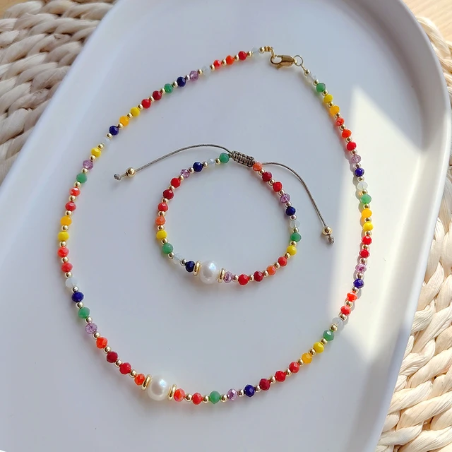 Custom Smartie Sweet Rainbow Multi Gemstone Beaded Necklace Solid Silv –  Beads And Love