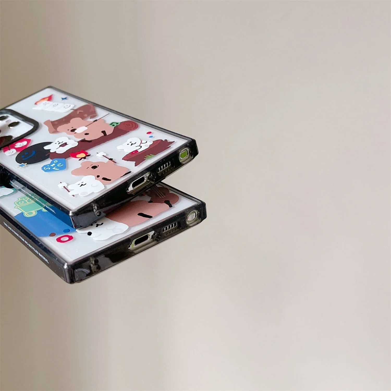 Bear Picnic Acrylic Black Border Case for Samsung Galaxy S22 S23 S24 Ultra S22+ S23+ S24 Plus Cover Protective Case