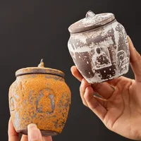 Vintage Portrait Ceramic Storage Jar Household Seal Portable Tea Canister Simple Coffee Bean Biscuit Jar Ornament Art Decoration 1