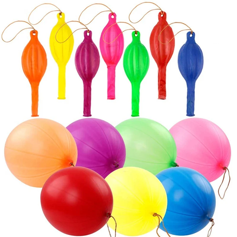 

10Pcs 18 Inch Punch Bounce Balloons Punching Balloon Heavy Duty Party Favors With Rubber Band Handle For Birthday Party Kids