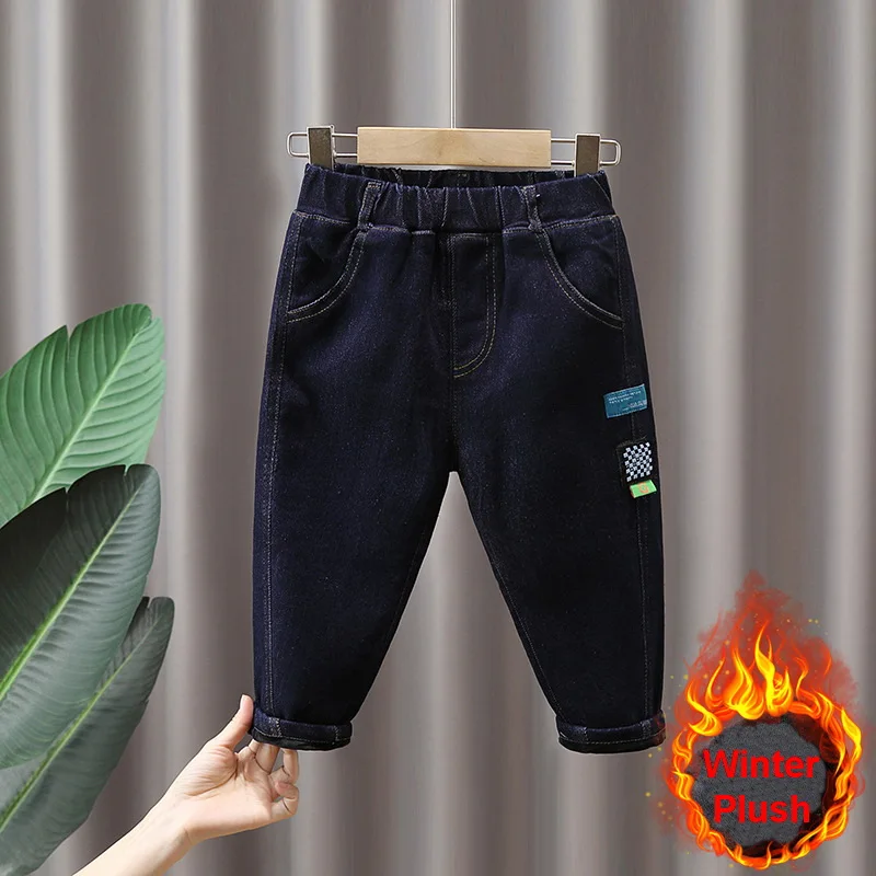 

2-7T Plush Jeans for Girls Toddler Kid Clothes Thickening Denim Pants Elegant Fashion Streetwear Infant Childrens Trousers Outfi