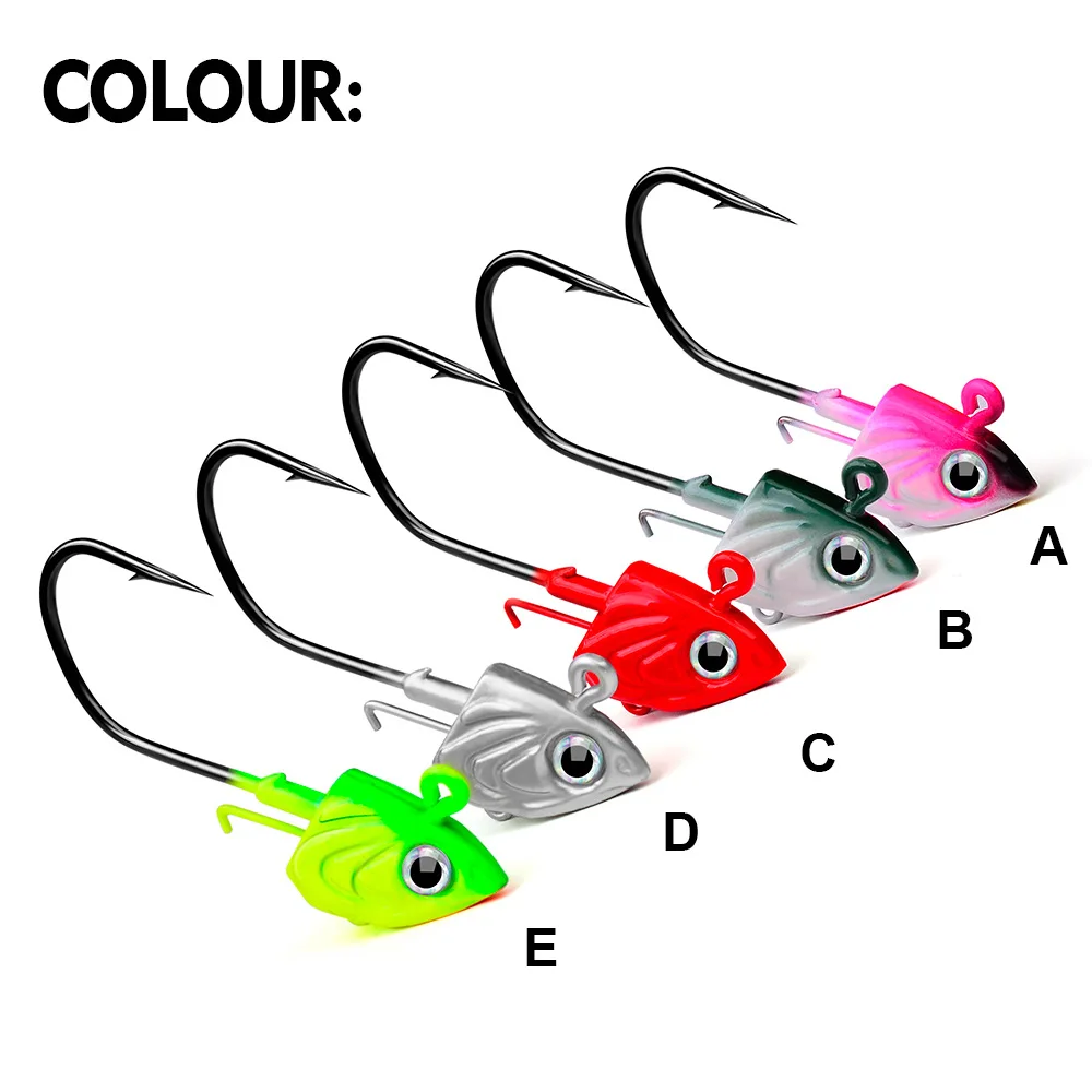 Fish Head Hooks 30g 35g 45g Fishing Hook 3D Eye Soft Worm Baits Jig Head Lure Hook for Sea Bass Pike Fishing Accessories Tackle