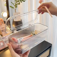 Multifunctional Cosmetic Egg Holder Box with Dustproof Lid - Makeup Brush Lipstick Organizer for Vanity Desk 2