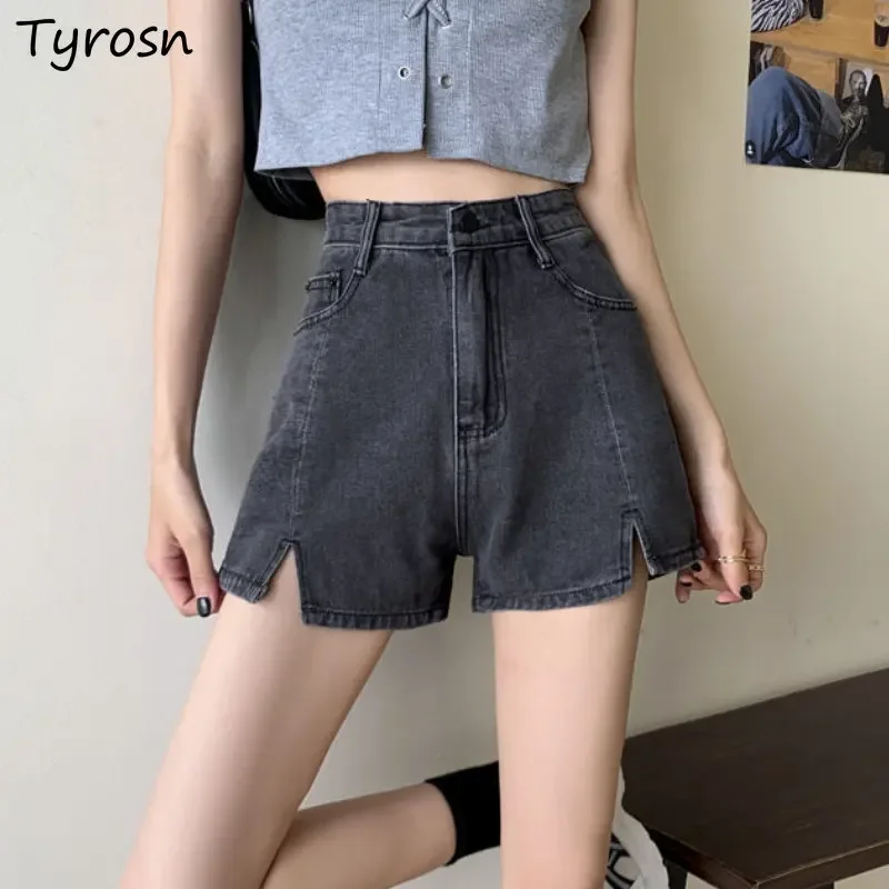 

Shorts Women Slit Design Minimalist Pure Denim All-match Daily Empire Korean Style Sexy Summer Ladies Casual Popular Classic Ins