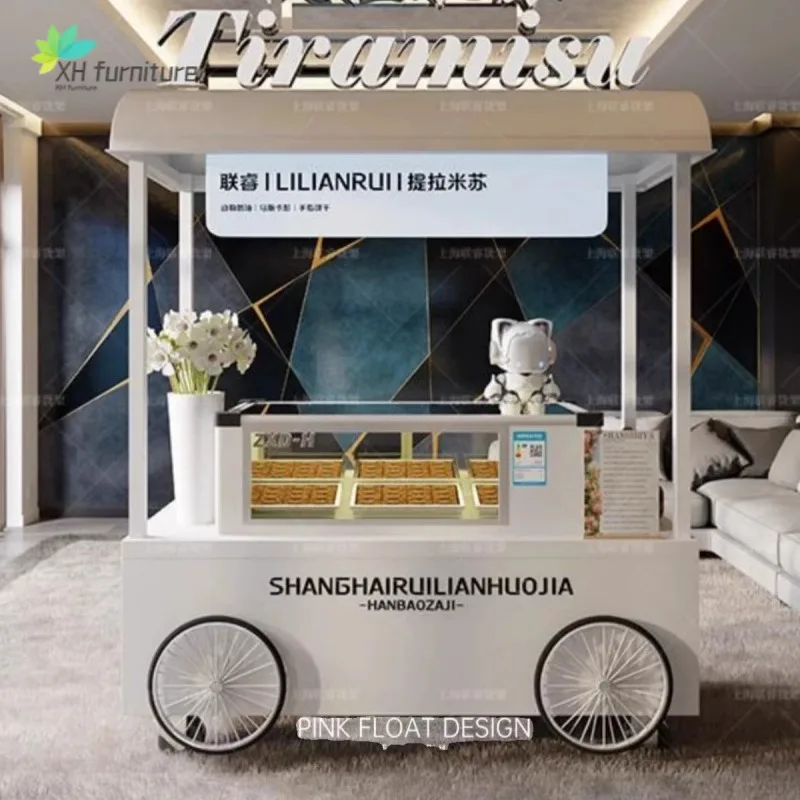mobile coffee cart Outdoor stall cart Multifunctional ice cream display