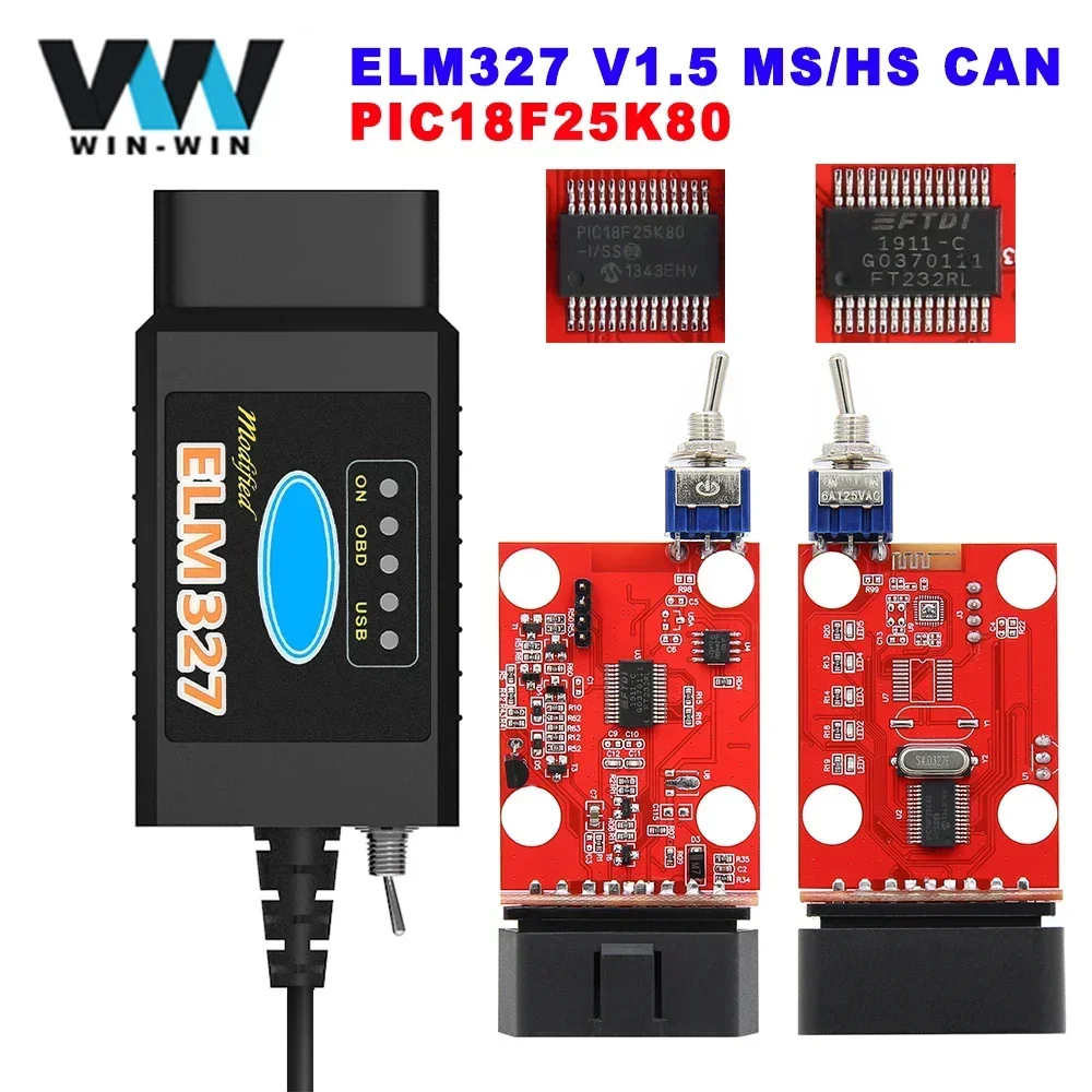 ELM327 V1.5 USB HS MS CAN OBDII FORScan Code Reader obd2 scanner obd code reader For Ford For Mazda Car Diagnostic Scanner ELM 327 V1 5 Auto Tool