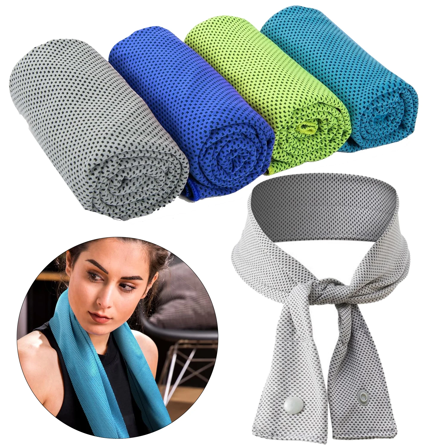 Cooling Ice Scarf Ice Scarf Headscarf Cooling Cold Towel  Ice Belt Cool Feeling Sweat-wiping Towel Outdoor Sports Hiking