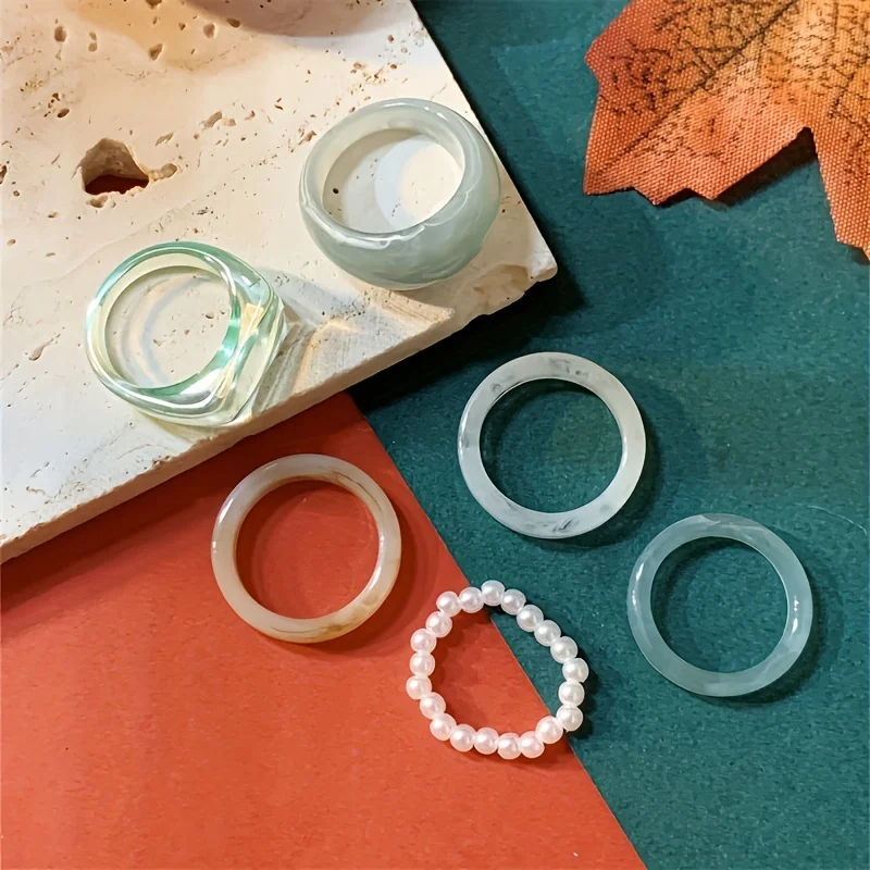 PPX Set 11 Anelli In Resina Colorata Per Donne - Gioielli Estetici E Alla Moda, Impilabili E Divertenti - 2