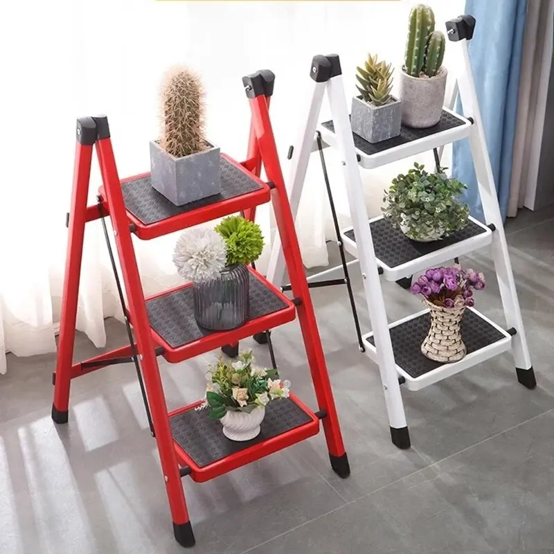 Folding Ladder Household Thickened Ladder Stool Flower Rack Ladder Pedal Indoor Ladder Portable and Multi-purpose folding ladder chair folding step stool telescoping ladder