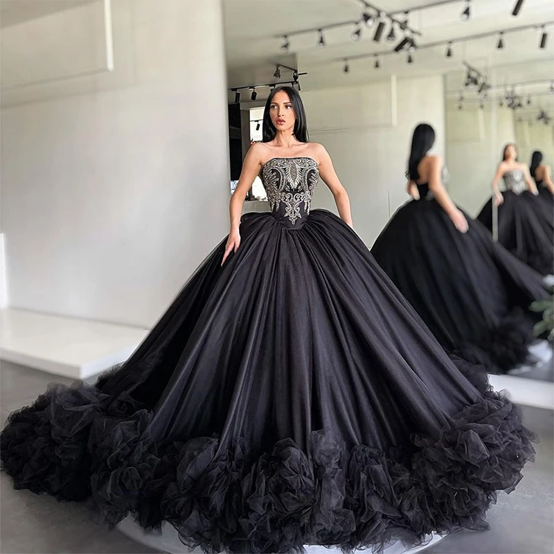 Sztrájktörő Ujjatlan báli gowns Hímzés applied estélyi dresses csipkével layered Nők sexi Jegyes a-line Dubaj Arabok Alaki Rész