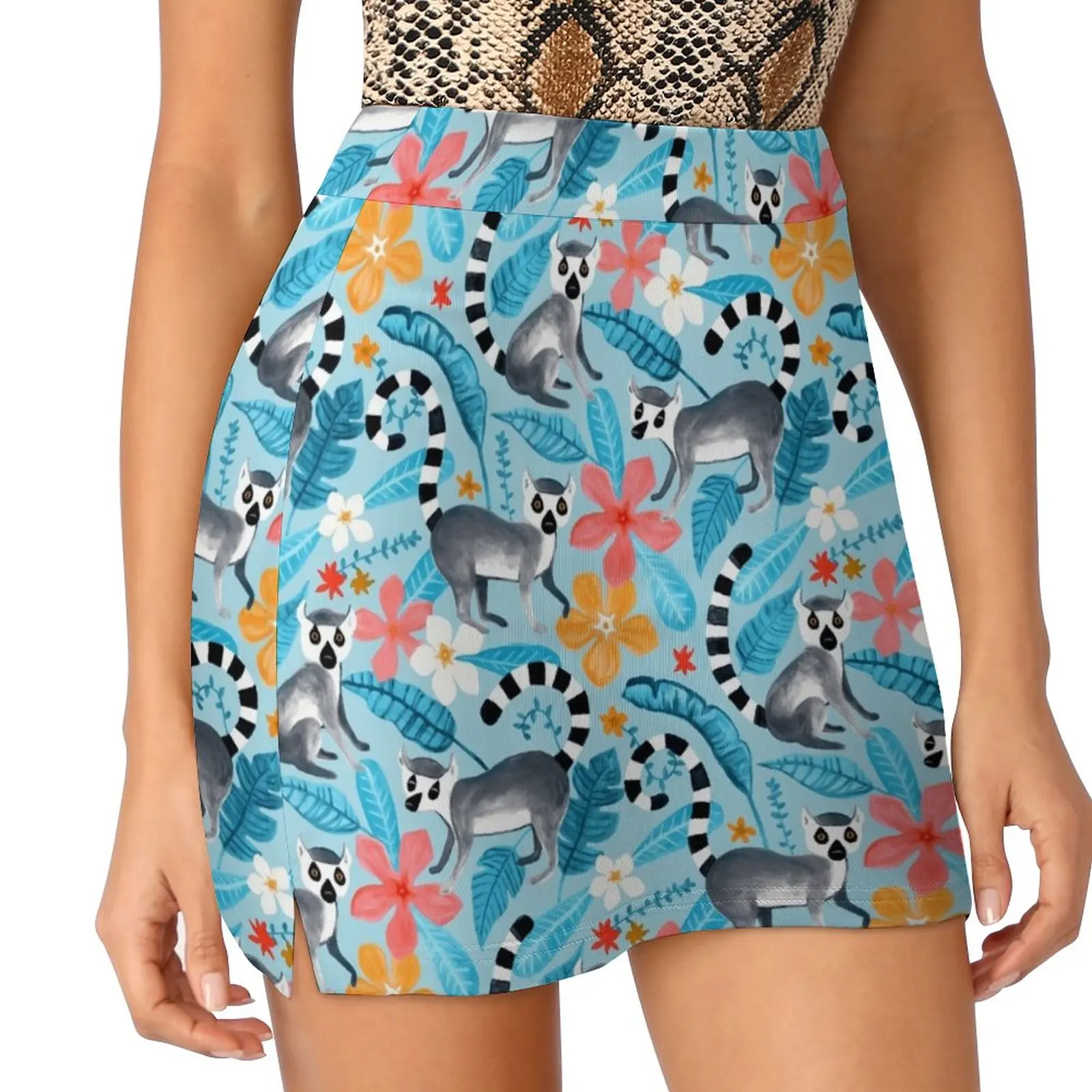 

Gouache Lemur Land on Blue Light proof trouser skirt skirt skirt skirts for womens