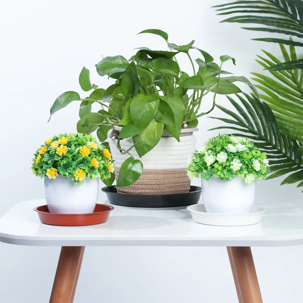 3Pcs Round Plastic Plant Saucer Wear-resistant Drip Trays Durable Heavy Duty Flower Pot Red White Black Colors Home Decoration