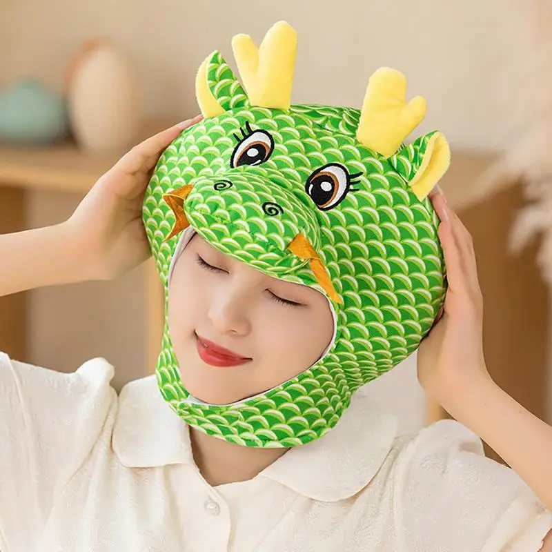 Dragon Costume Accessories Cartoon Dragon Headgear for Chinese New Year Breathable Head Cover for Cosplay Role Play