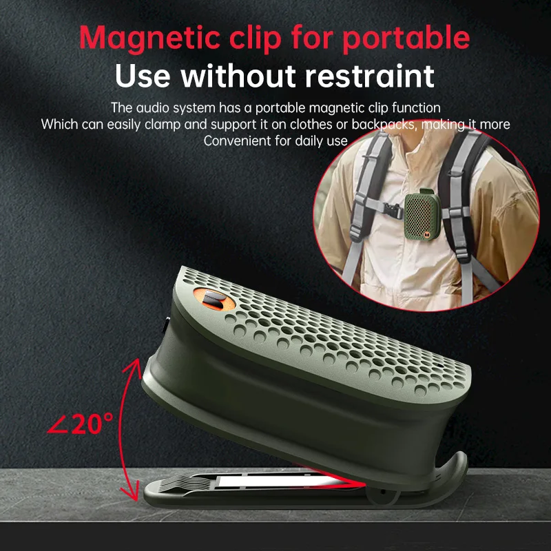 Magnetic Clip-On Bluetooth Speaker with Bass Altavoz Mic 6