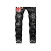 Four Seasons Can Wear New Tattered Paint Feet Pants Men's Slim Patch Stretch Jeans Black Tight Beggar Pants 5