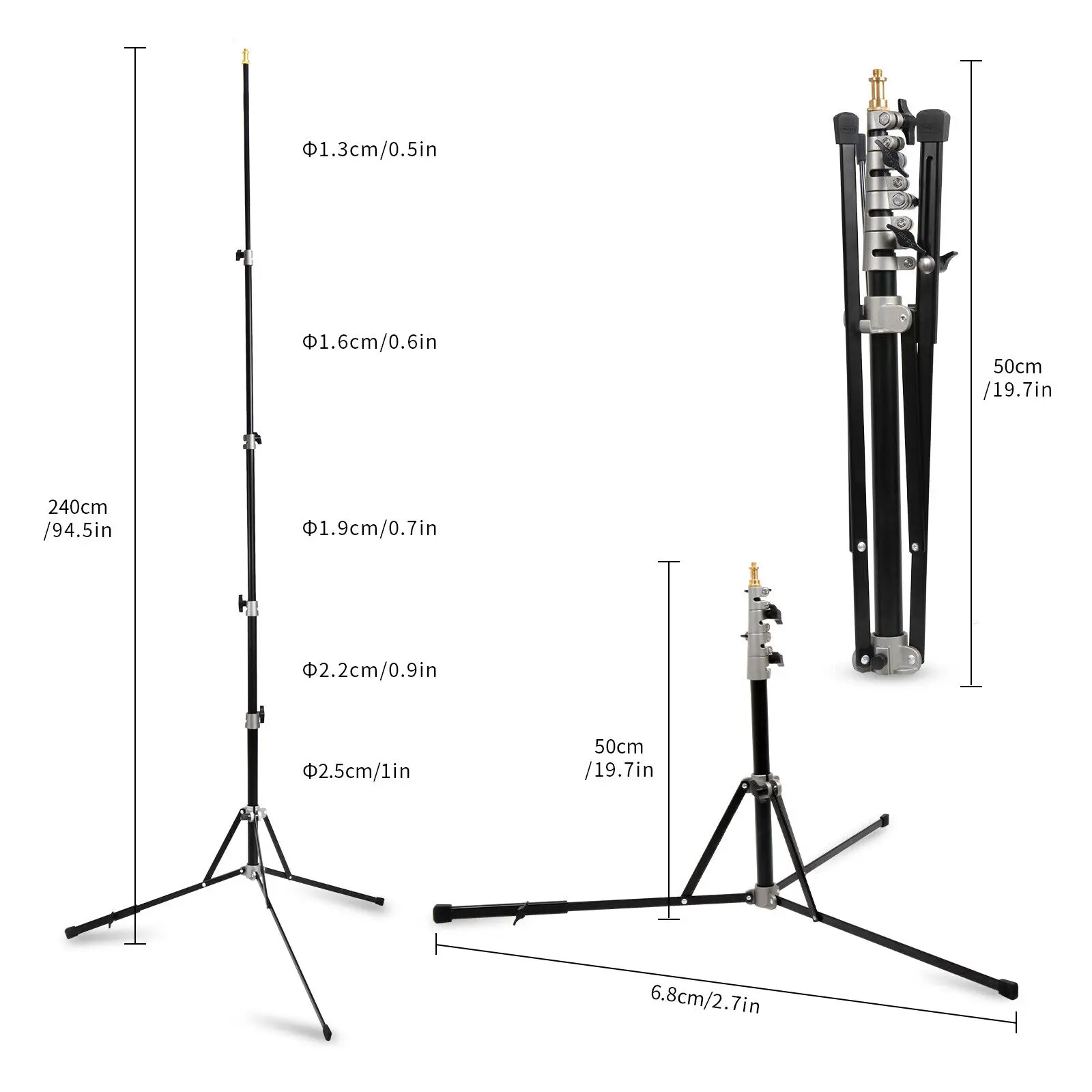 Selens Light Stand 240cm Folding Tripod Aluminum Alloy