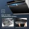 JQG7505 30” UnderCabinet or WallMount Range Hood Dual DCMotor Slant Vent Design Hands Free On and Off ouchscreen wit 6