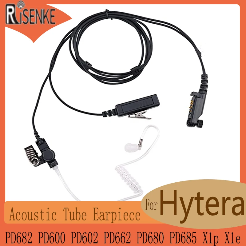 RISENKE-Headset Compatible with Walkie Talkie, Acoustic Tube Earpiece, PD682, PD600, PD602, PD606, PD662, PD680, PD685, X1p, X1e