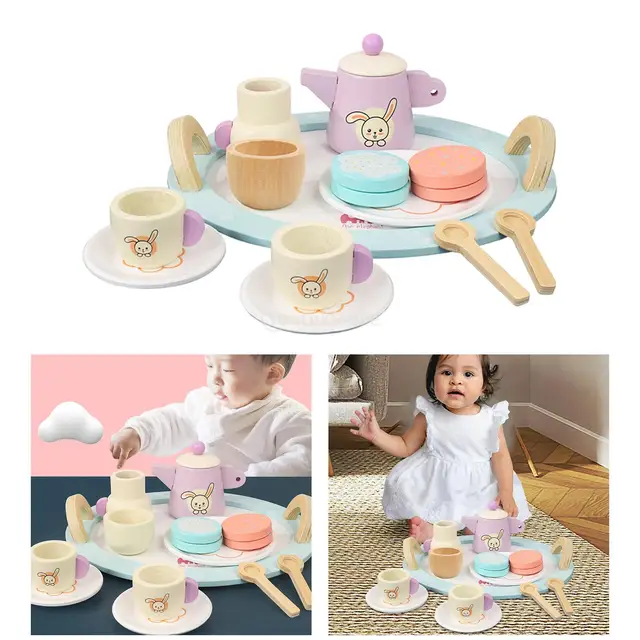 Conjunto de chá da tarde de madeira brinquedo fingir jogar comida  aprendizagem role play jogo cedo brinquedos educativos para crianças  meninas meninos crianças presentes - AliExpress