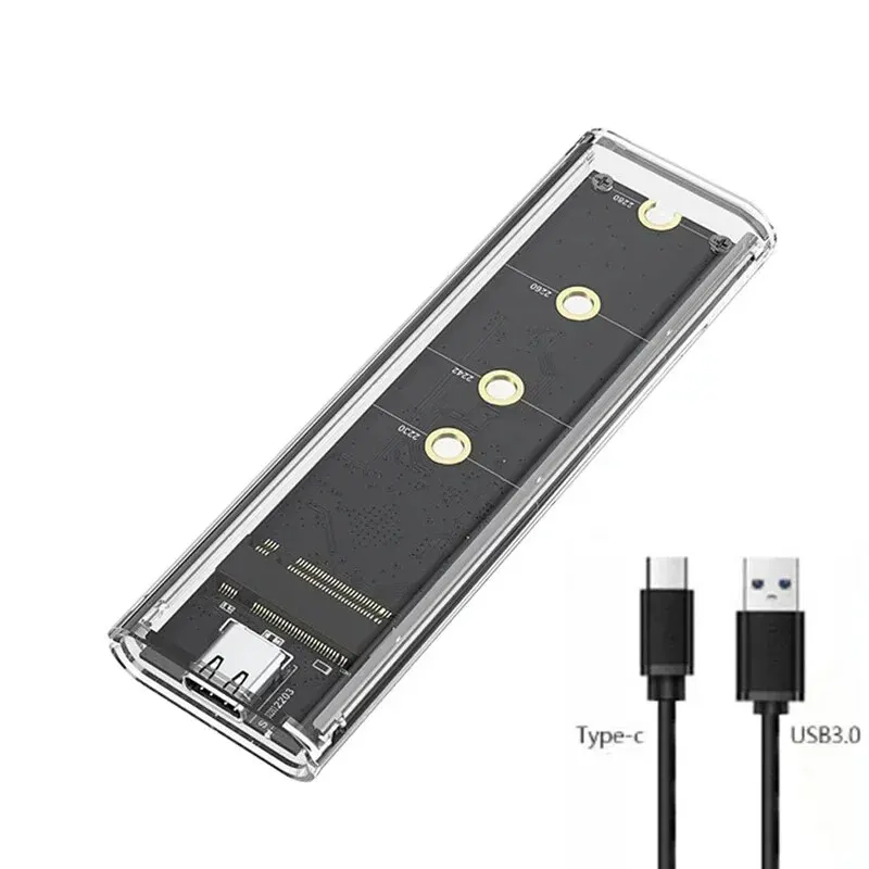 SSD Enclosure RGB M2 M.2 NVME to USB C Transparent Hard Drive for NVME PCIE NGFF SATA M/ B Key Disk