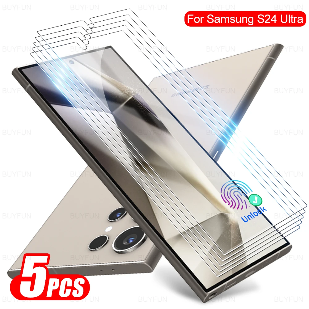 Закаленное стекло для Samsung Galaxy S24 Ultra Plus, защитная пленка Sansung 24S S24 + Sansing Samsong Sumsung S24ultra S24plus, 5 шт.