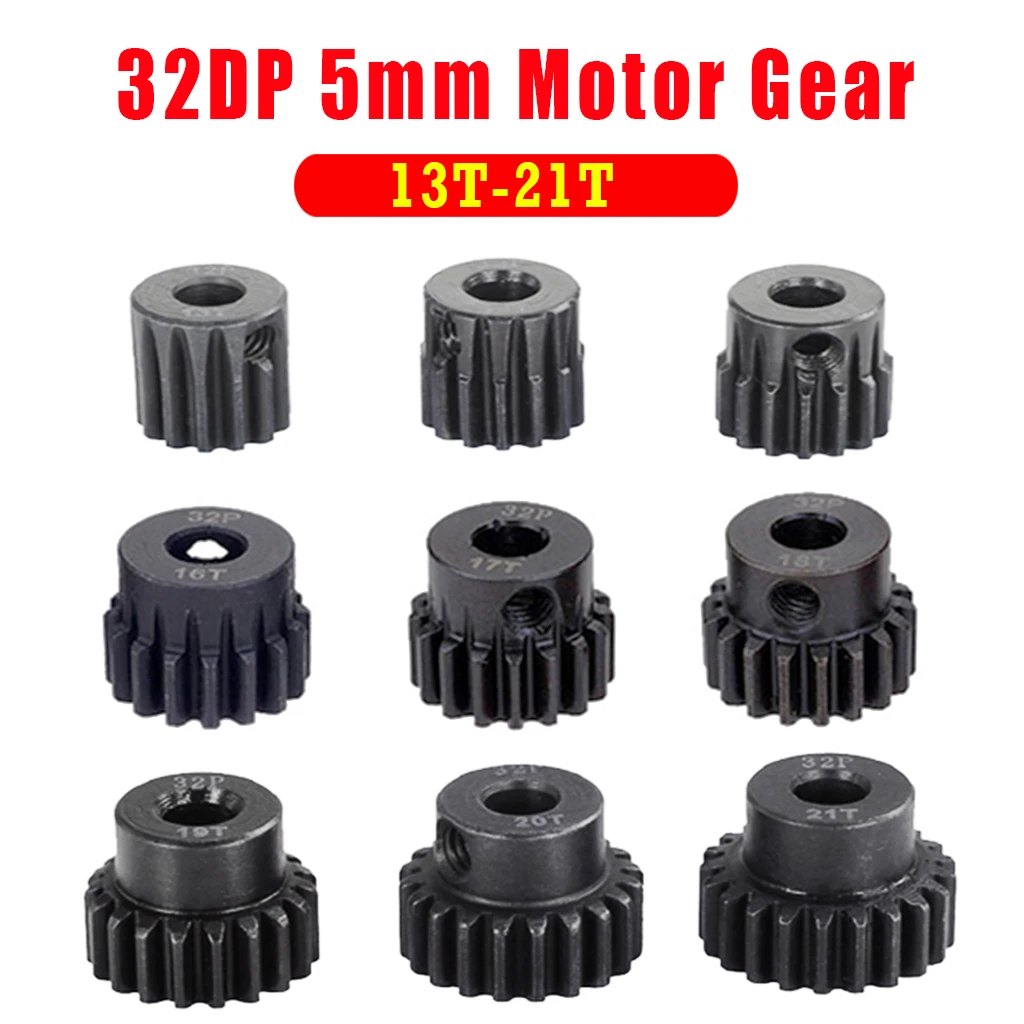 

Surpasshobby 32DP 5mm 13T 14T 15T 16T 17T 18T 19T 20T 21T Metal Pinion Motor Gear for 1/8 RC Car Truck