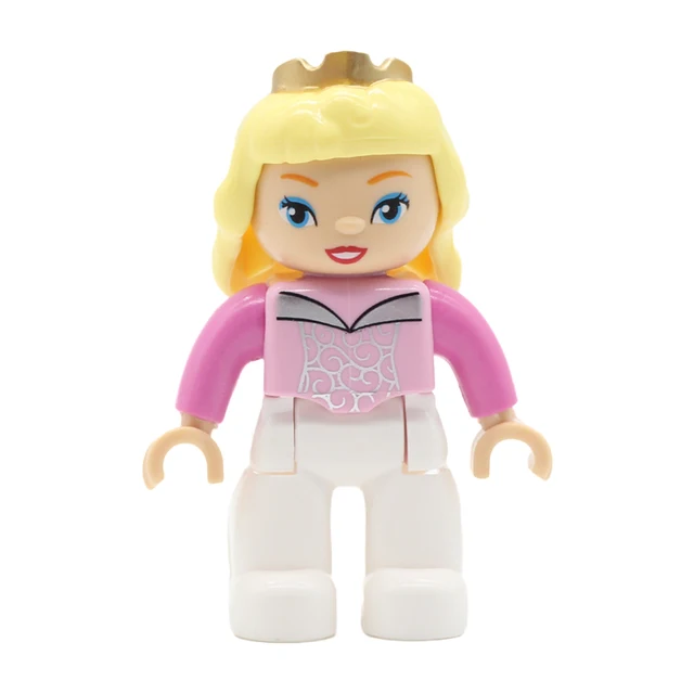 Big Size Action Figures City Princess Policemen Family Building Block Doll Character Accessory Toys Assembly Children Kids Gift Pink Princess