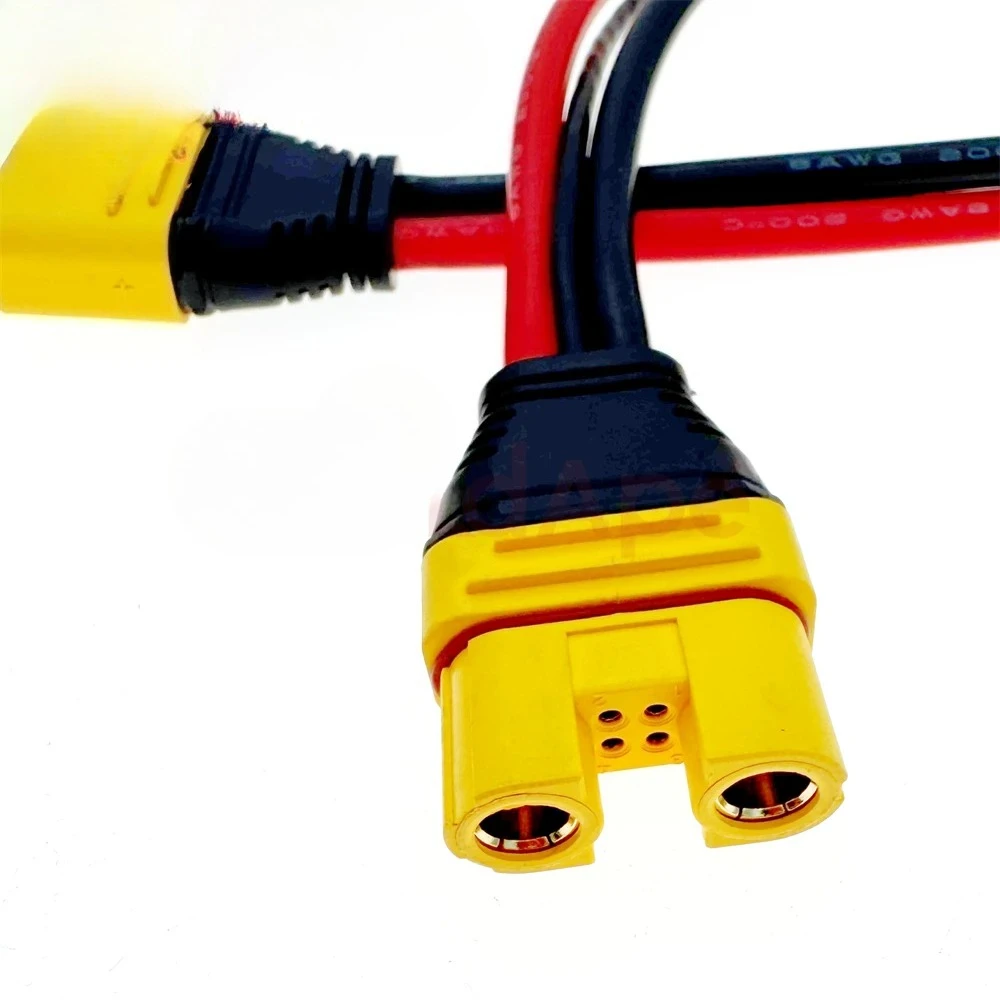 Câble adaptateur AS150U mâle-femelle 55cm déroulé, convertisseur pour drone agricole RC.