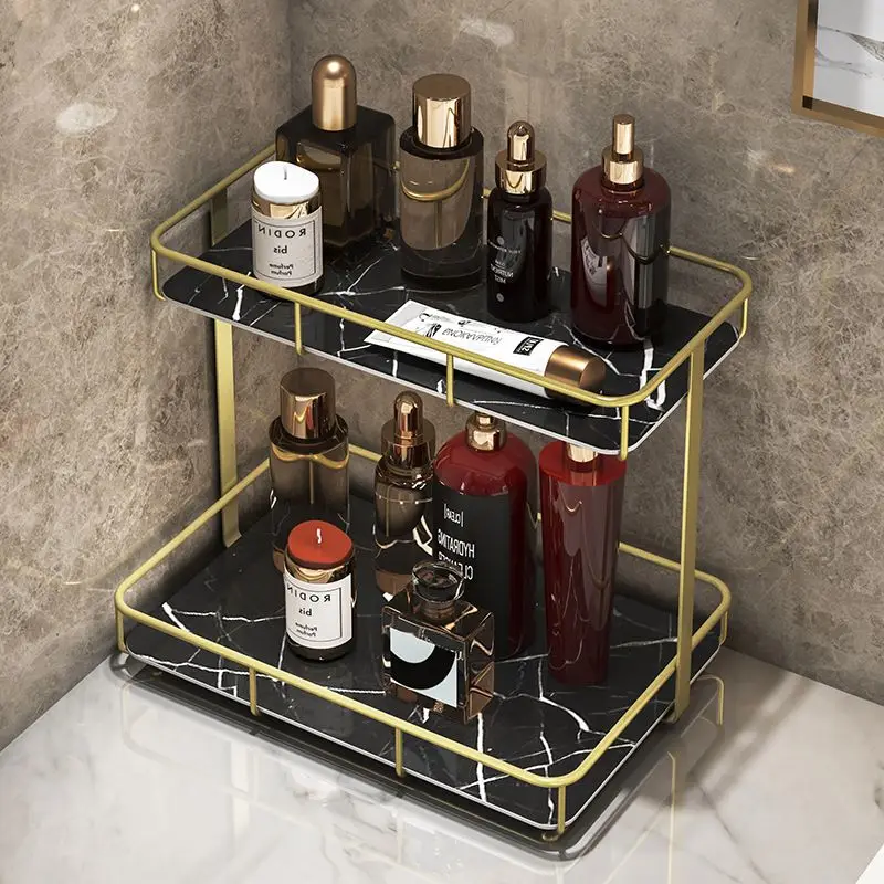 1 pc Plastic Bathroom Vanity Countertop Organizer Shelf, Multilayer Makeup  Cosmetic Toiletries Storage Tray, Sundries Storage Holder for Kitchen