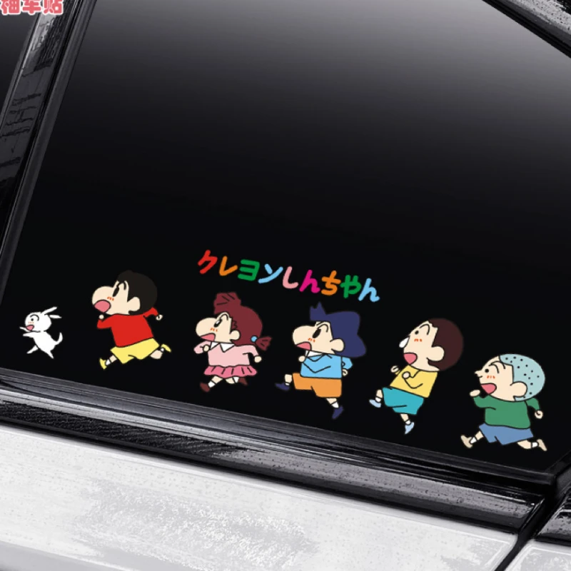 Фото Милые автомобильные наклейки Crayon Shin-chan, декоративные наклейки на окна, Мультяшные аниме автомобильные наклейки для мотоцикла, оптовая продажа №1