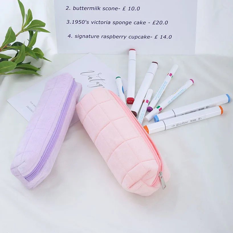 Plush Pencil Case Kawaii Stationery School Pencil Case Soft Aesthetic Bag  kalemlik Material Escolar Estojo Pencilcase - AliExpress