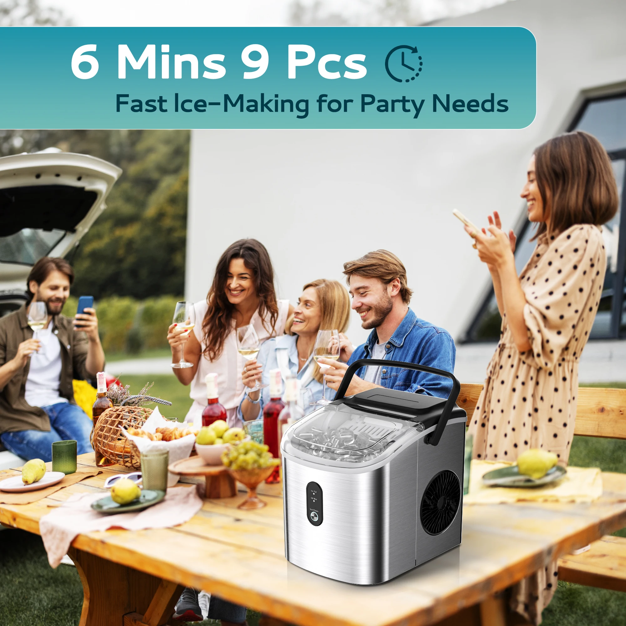 EUHOMY IM003 صانعة الثلج المنزلية للثلج، إنتاج 9 ق...