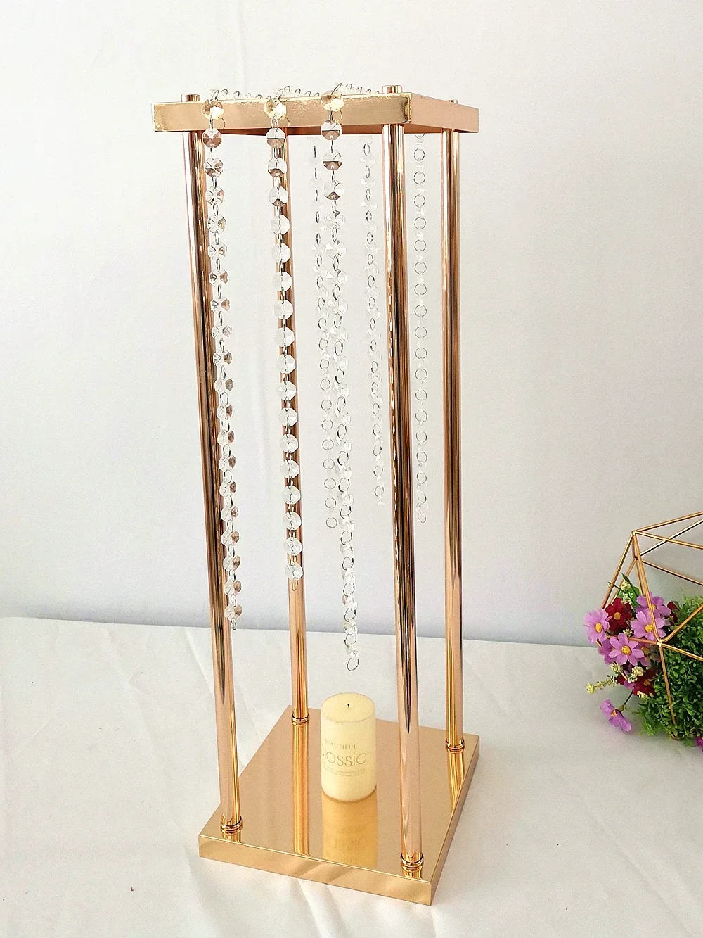 VEVOR Portafiori Cubico Per Matrimonio - 4 Pezzi | Altezza 80 Cm | In Metallo Dorato | Per Centrotavola - Foto 4