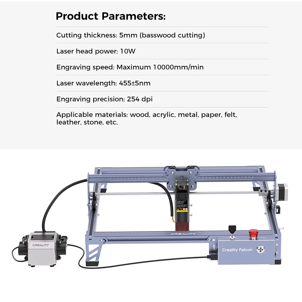 Creality Official Falcon Pro 10W Laser Engraver CNC Machine DIY Laser  Cutter Engraver Machine for Metal Wood Acrylic Leather - AliExpress