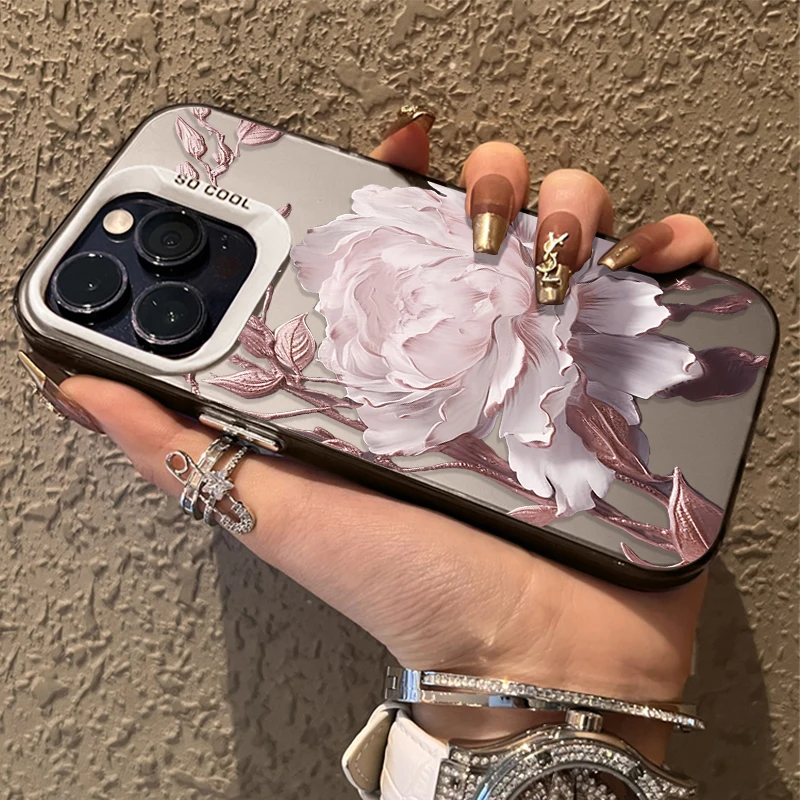 Luxury Golden Lotus Flower Plating Shockproof Clear Phone Case
