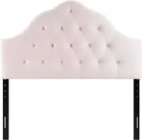 Queen Velvet Headboard with Diamond Tufting, Adjustable Height, Pink Upholstery for Bedroom Decor 3