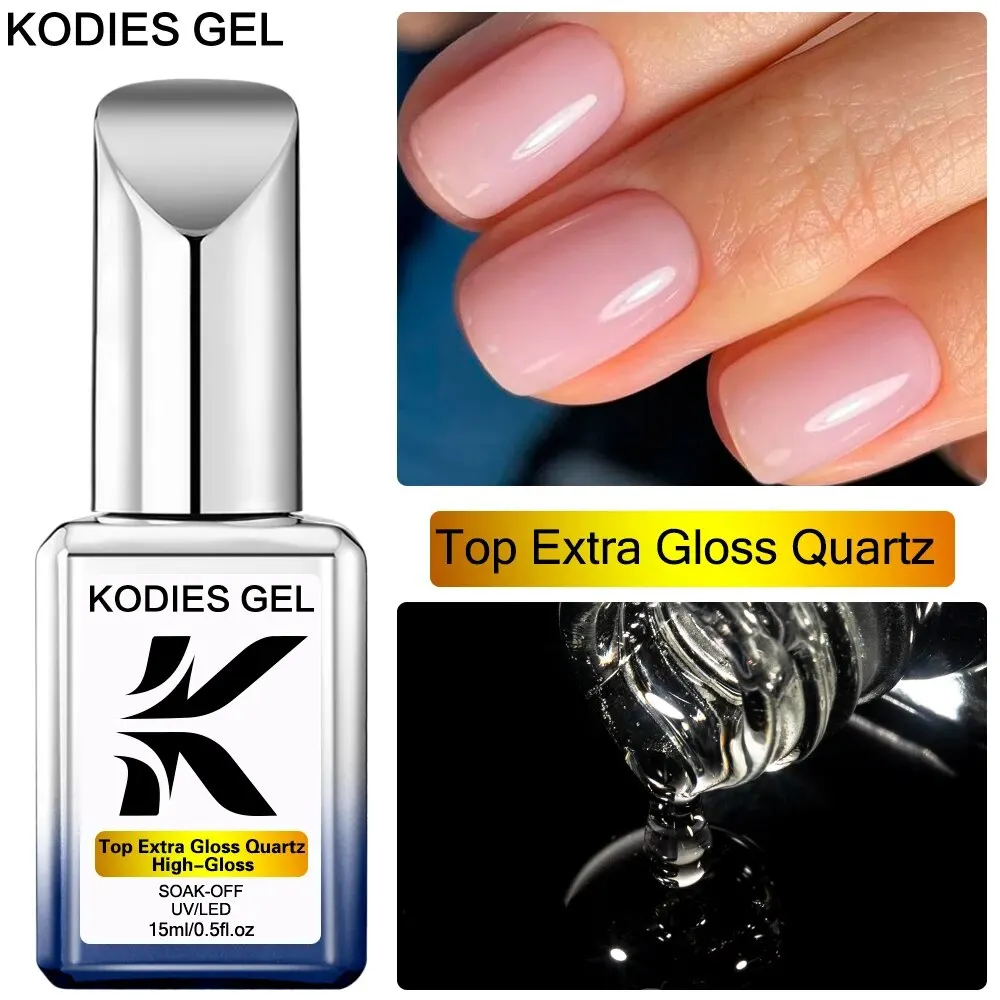 Kodies Gel Nail Gel Polish Super Shine Top Coat No Wipe Sealer Uv Semi Permanente Trasparente Diamond Topcoat Tempered Gellak