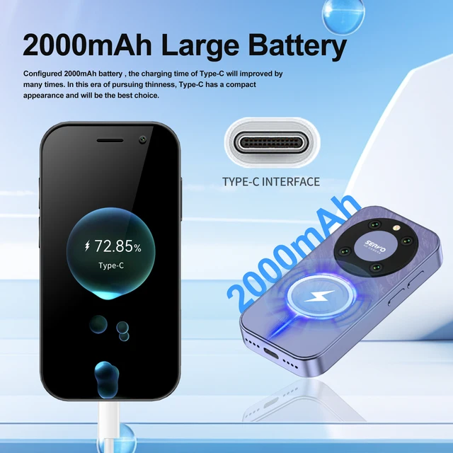 SERVO KING9000, petit téléphone portable Smartphone, écran HD 3.0 ", Android 10.0, réseau 4G, persévérance, 2 Go + 16 Go, 2000mAh,Reconnaissance faciale , mini téléphone portable 4
