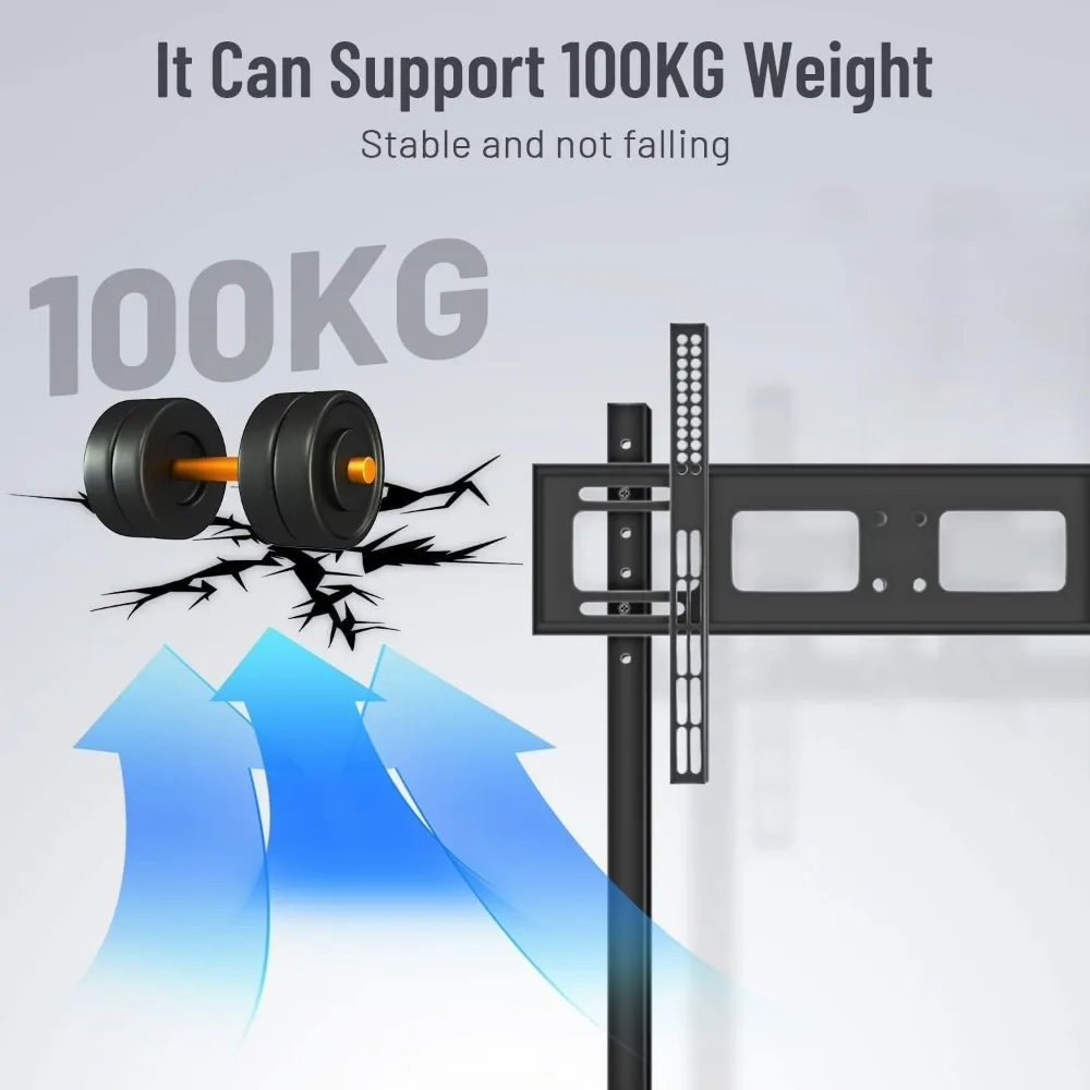 Rolling TV Stand for 60-100 Inch TVs with Wheels, Supports LCD, LED, OLED, Plasma Screens Up to 330lbs