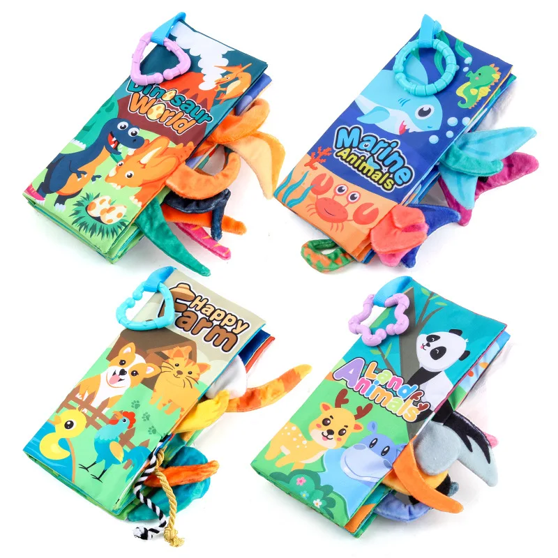 0-6 Months Baby Early Education Toys Tail Cloth Book Puzzle Parent-Child Interactive Sound Ring Paper Baby Puzzle Exercise Toys 3