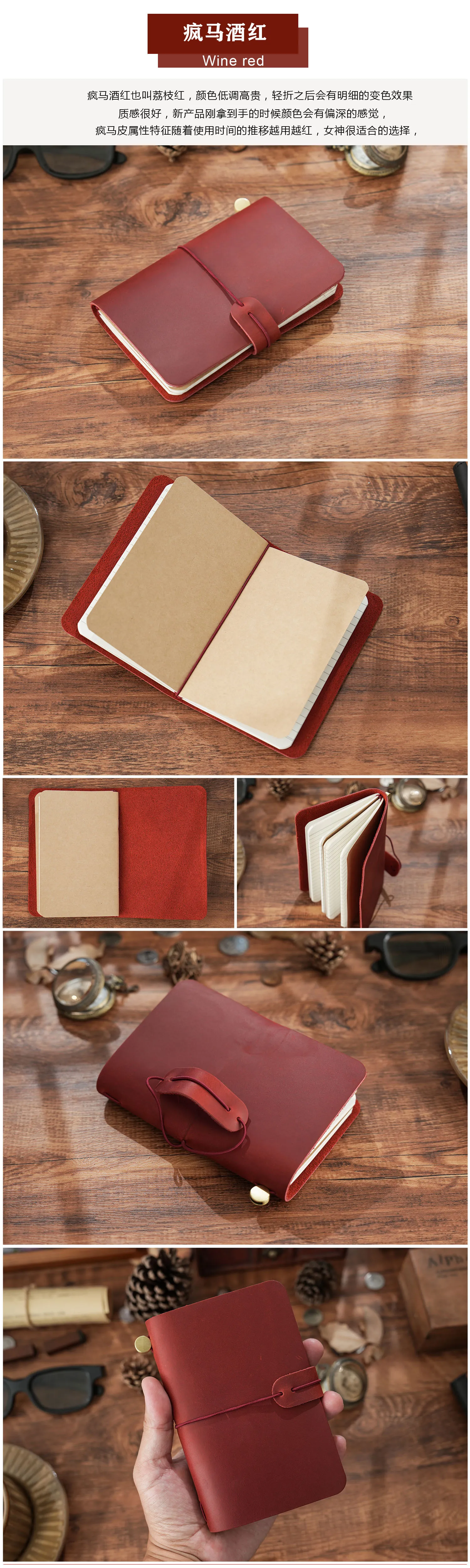 Vintage-Reisenotizbuch, Outdoor-Edition, handgefertigtes Echtleder, 14,8 x 10 cm, Tagebuch/Tagebuch/Planer mit Gummiband – Detail 16