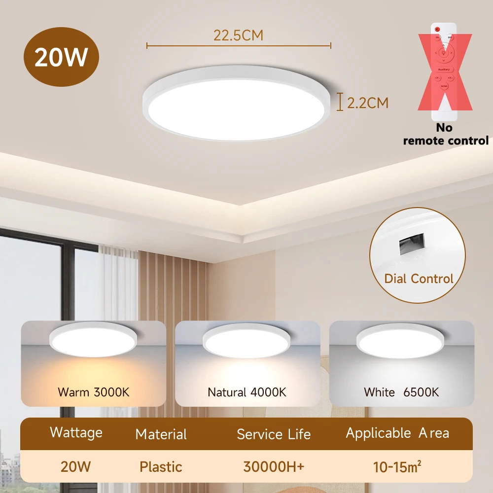 Enhanced Multicolor Dimmable LED Ceiling Lamp with Remote Control
