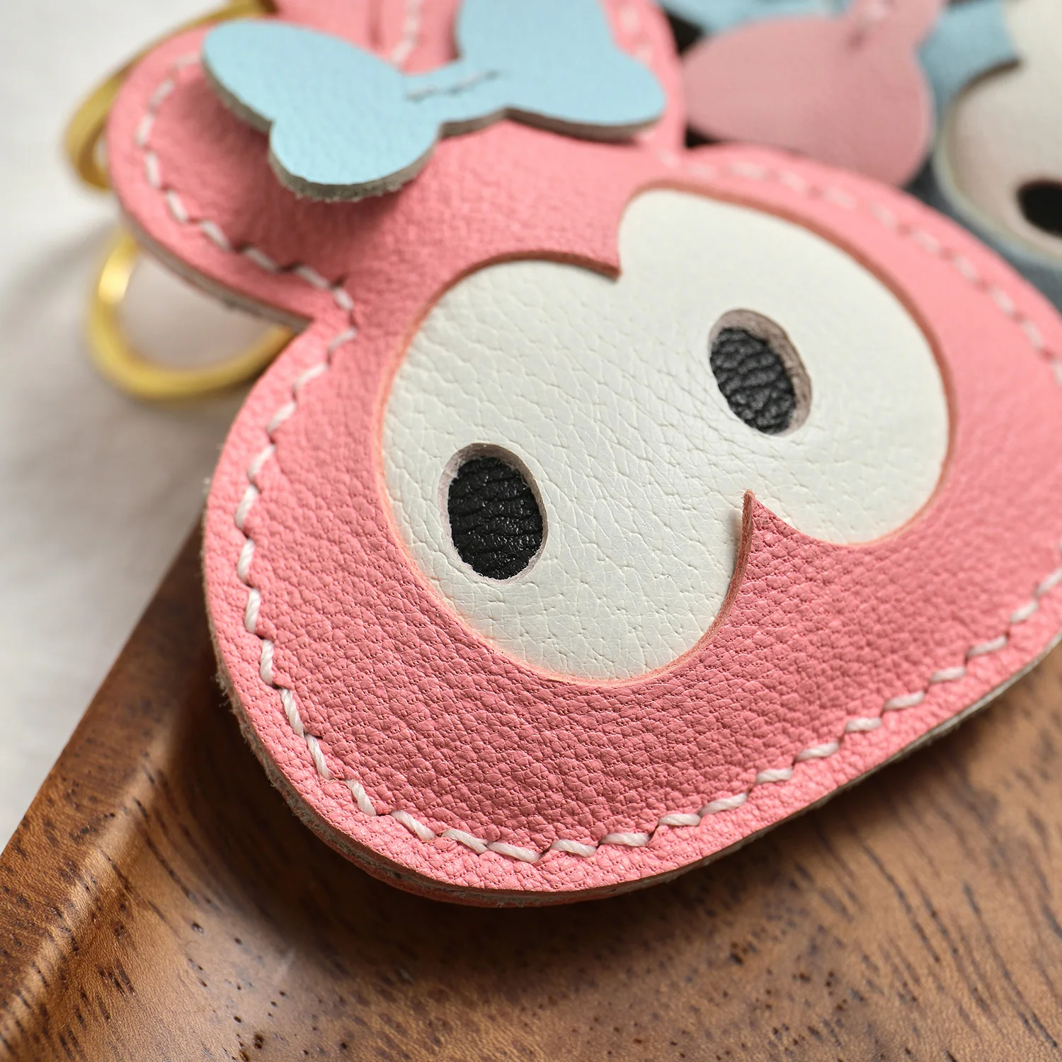 Bunny leather bag charm side profile