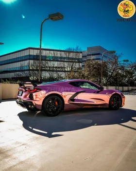 1..52*17M Estensibile In Oro Rosa Specchio Cromato Involucro Del Vinile Pellicola Autoadesiva Decalcomania A Rilascio D'aria Bolla Libero FAI DA TE Auto Rotolo di Avvolgimento 1